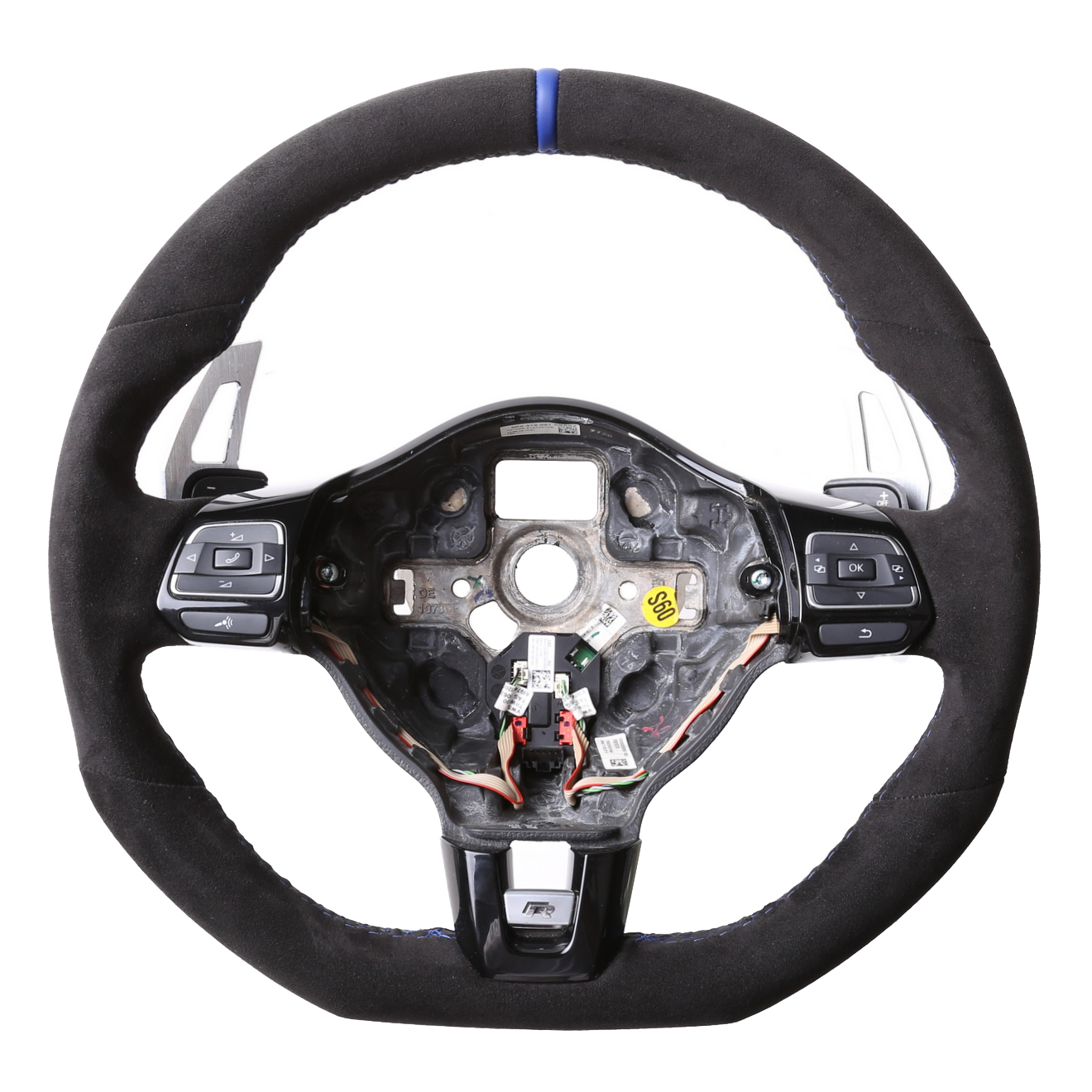 VW Lenkrad Golf 6 GTI GTD nur Alcantara 12 Uhr Markierung blau Naht blau