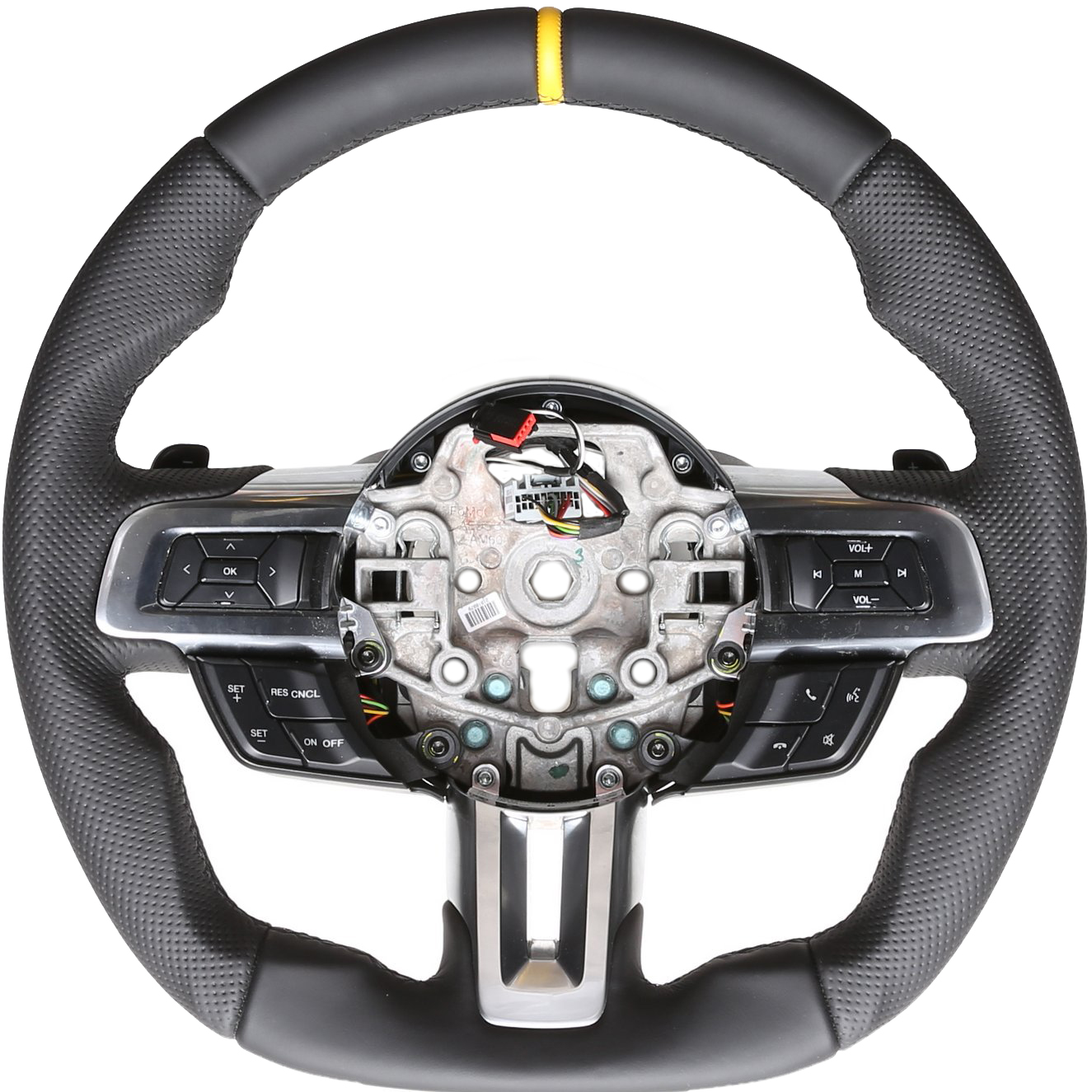 Ford Mustang Lenkrad Abgeflacht NEU Kombibezug 12 Uhr Markierung gelb Naht schwarz