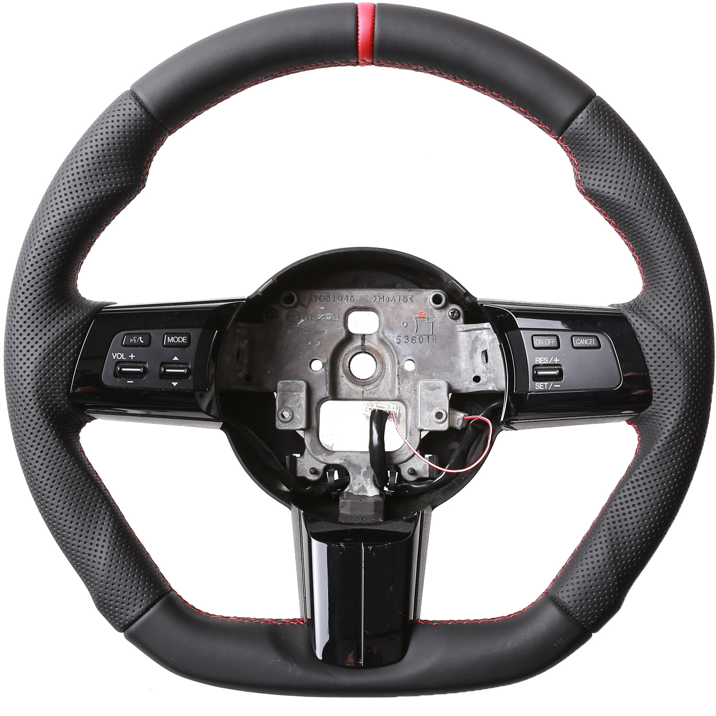 Mazda Lenkrad MX 5 Abgeflacht 12Uhr Markirung rot Kombibezug Naht rot