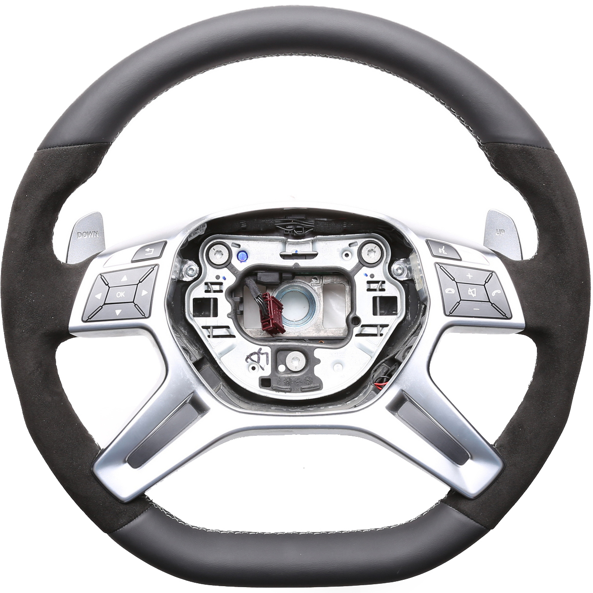 Mercedes Lenkrad AMG C Klasse W166 ML X166 W212 W463 Kombibezug Alcantara Naht silber