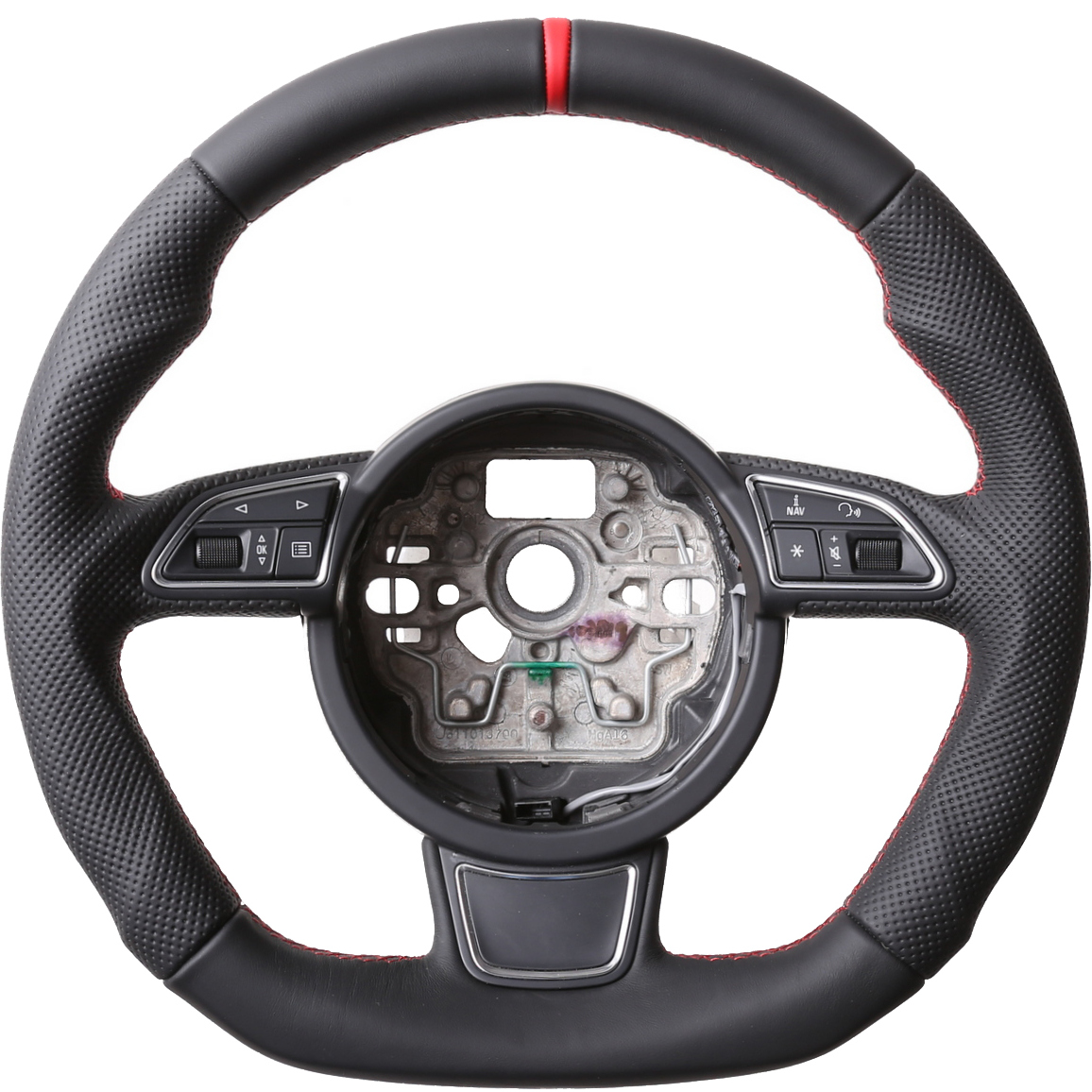 Audi Lenkrad A4 A1 S1 A5 A6 S6 A7 A8 Q3 Abgeflacht 12Uhr Markierung rot Kombibezug Naht rot