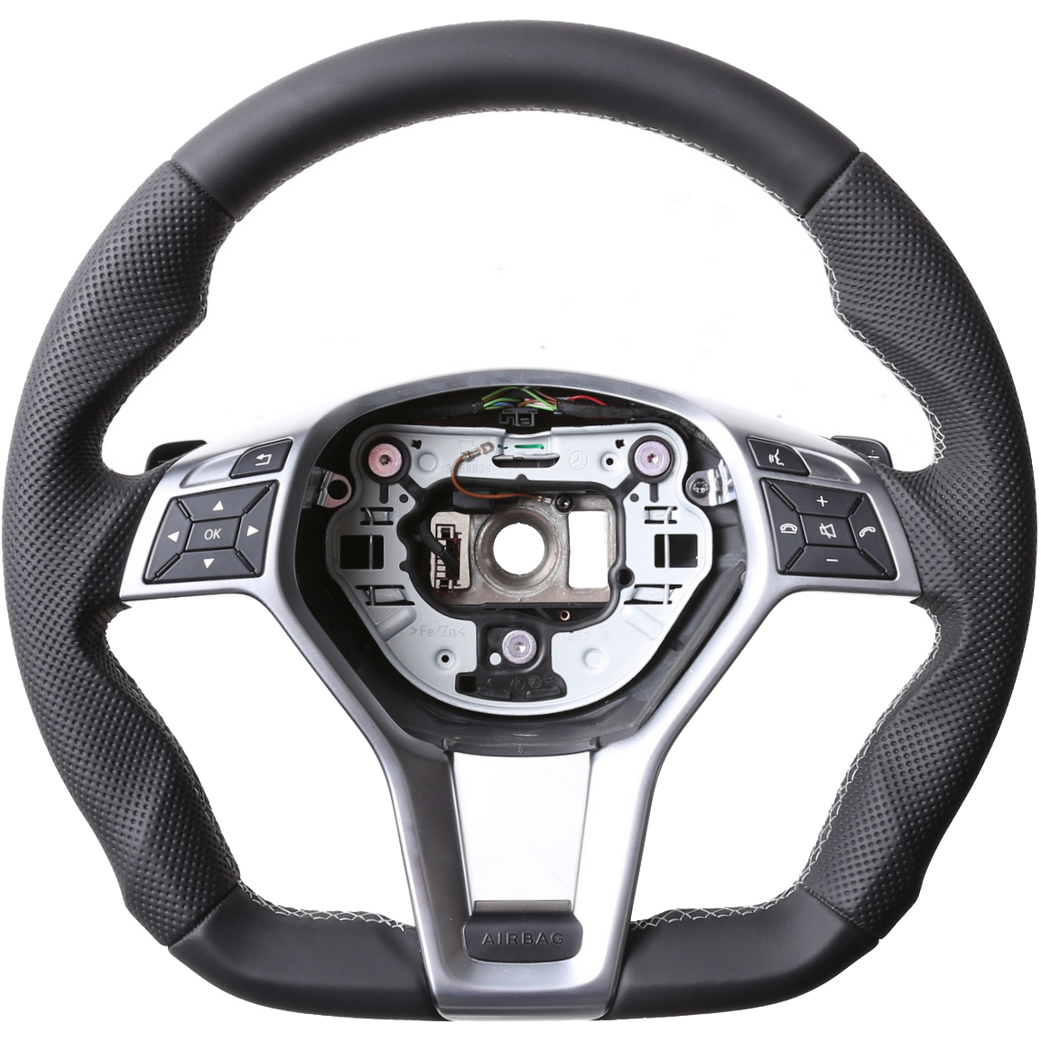 Mercedes Lenkrad B E SLK Klasse W246 W212 R172 Abgeflacht Kombibezug Naht silber