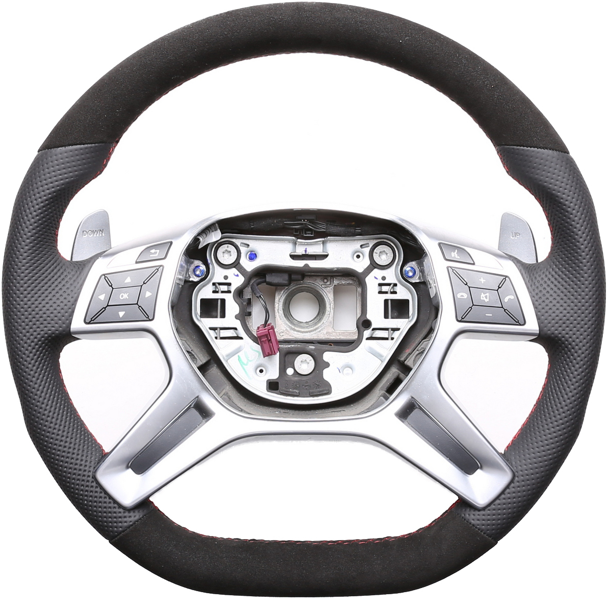 Mercedes Lenkrad W204 C Klasse W166 ML X166 GL GLE W463 AMG Kombibezug Alcantara Naht rot