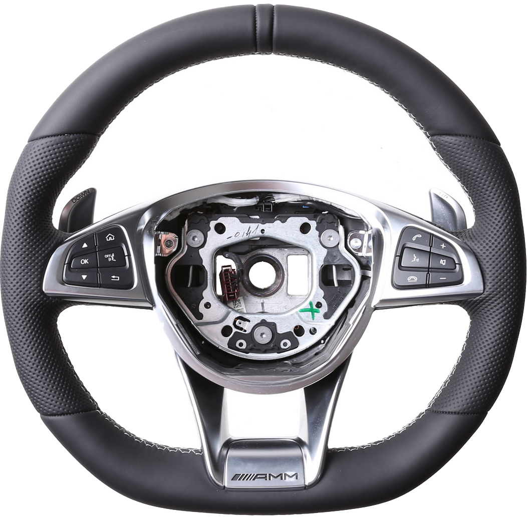 Mercedes Lenkrad A CLA GLA GLS Klasse W176 W117 X156 X166 Kombibezug 12 Uhr Markierung Naht silber