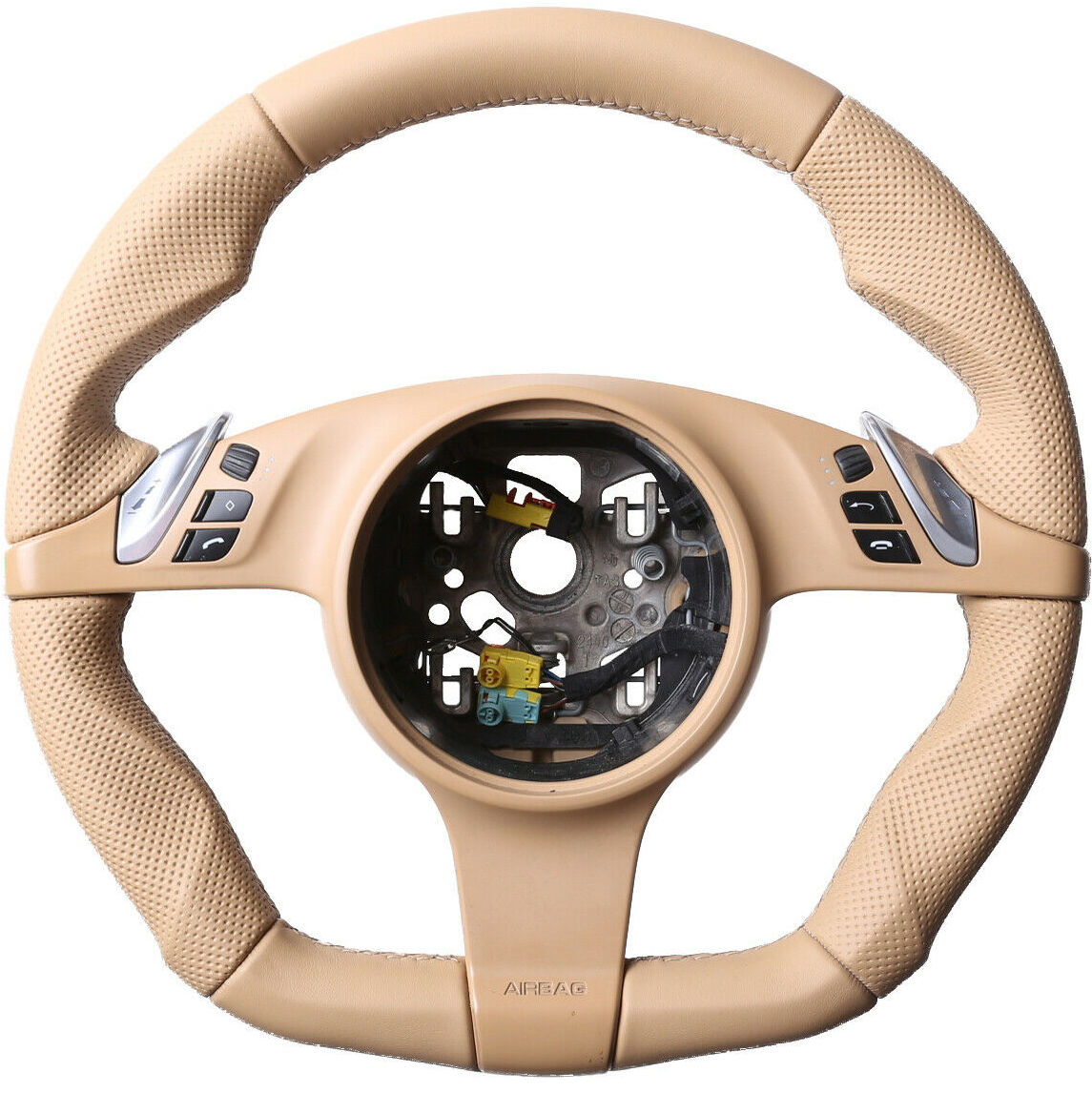 Porsche Lenkrad 911 958 970 987 997 Boxster Carrera Abgeflacht Kombibezug sandbeige Naht beige