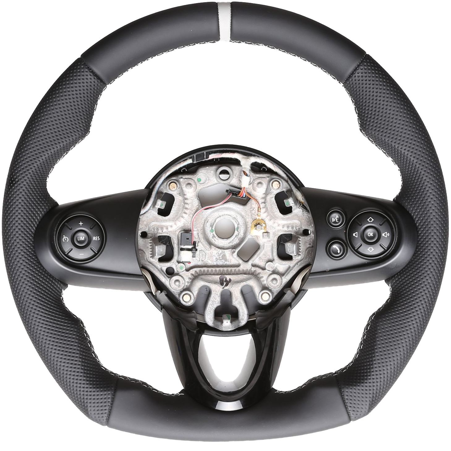 Mini Lenkrad One Cabrio F55 F56 F57 Abgeflacht NEU Kombibezug 12 Uhr Markierung silber Naht silber