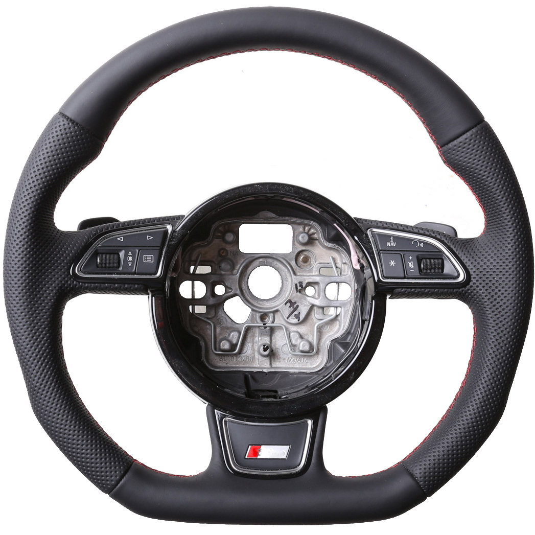 Audi Lenkrad A4 A1 S1 A6 S6 A7 A8 Q3 Abgeflacht Kombibezug Naht rot