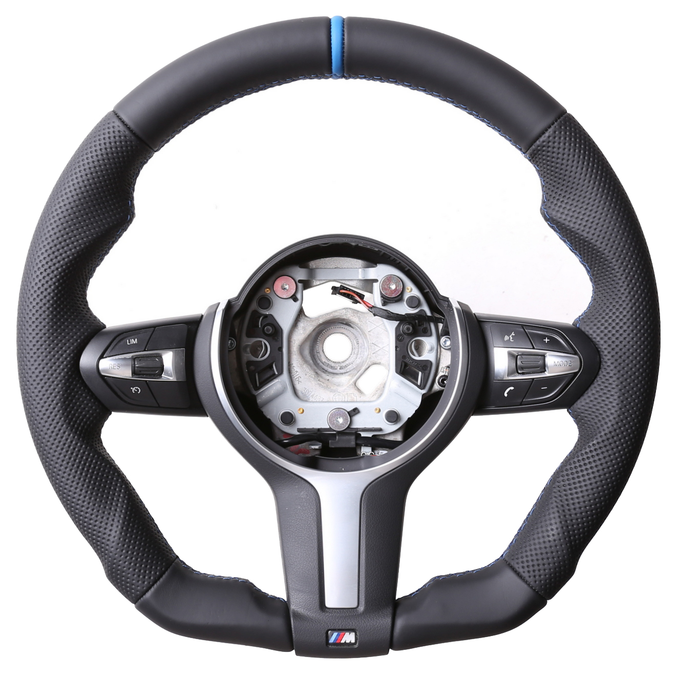 BMW Lenkrad F15 F20 F21 F22 F30 F34 GT F32 F33 F36 Abgeflacht Kombibezug 12Uhr Markierung Naht blau