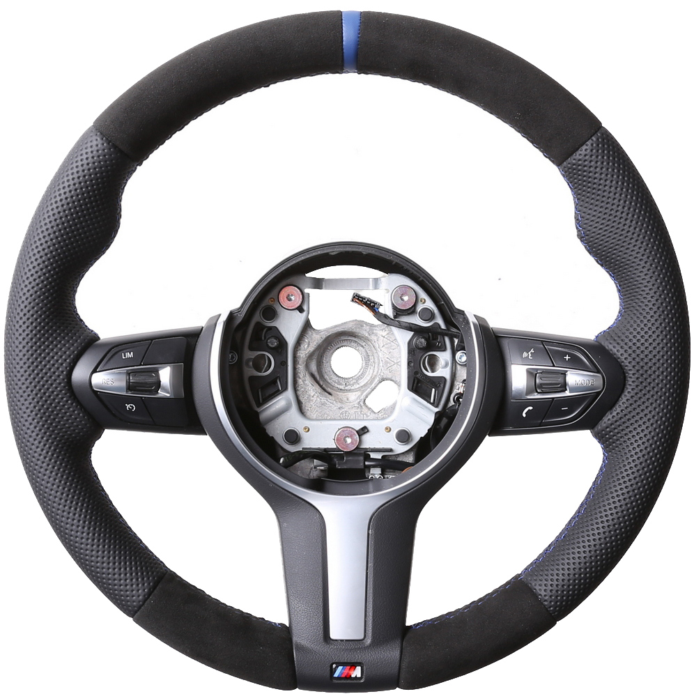 BMW Lenkrad F15 F20 F21 F22 F30 F34 GT F32 F33 F36 Kombibezug Alcantara 12 Uhr Markierung blau
