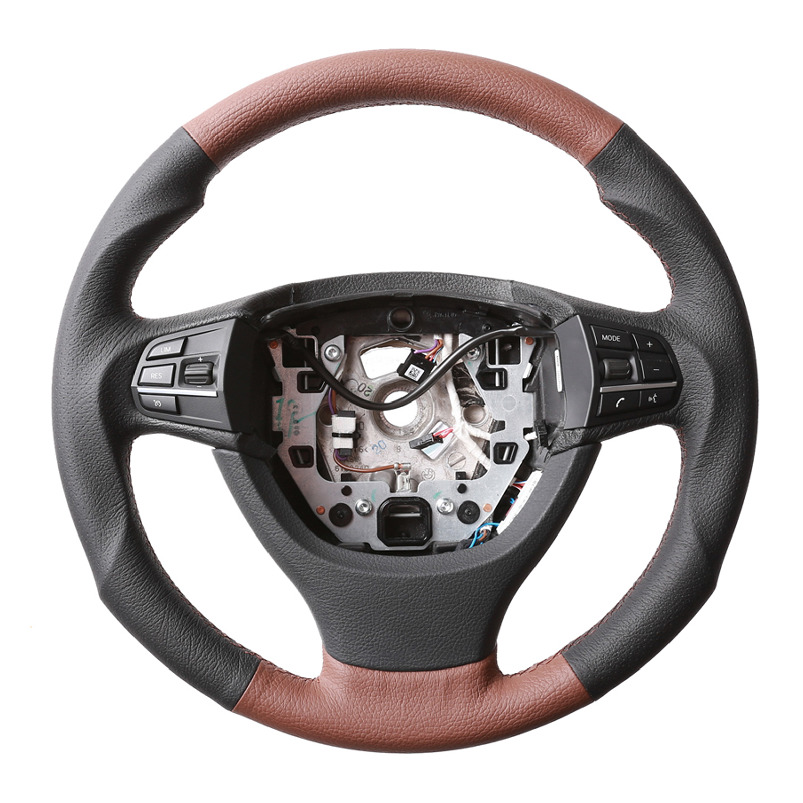 BMW Lenkrad F01 F06 F07 F10 F11 F12 F13 Tuning Bicolor zimtbraun Kombibezug Naht braun