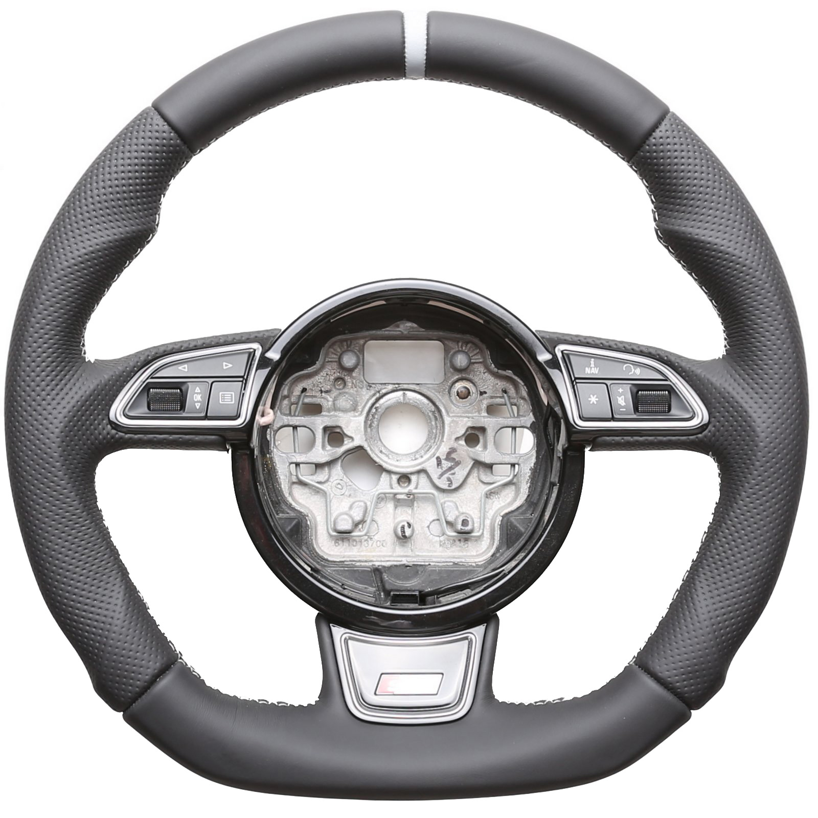 Audi Lenkrad A4 A1 S1 A5 A6 S6 A7 A8 Q3 Abgeflacht 12Uhr Markierung silber Kombibezug Naht silber