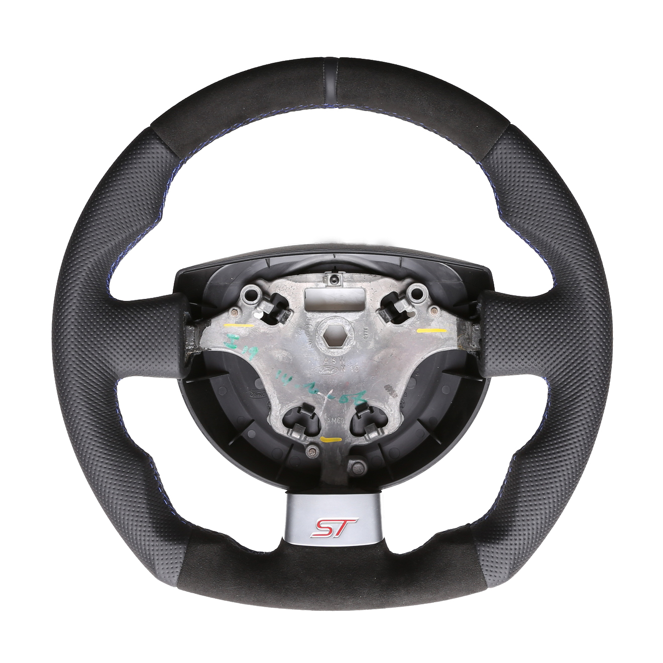 Ford Lenkrad Fiesta ST Abgeflacht NEU Kombibezug Alcantara 12 Uhr Markierung schwarz Naht blau