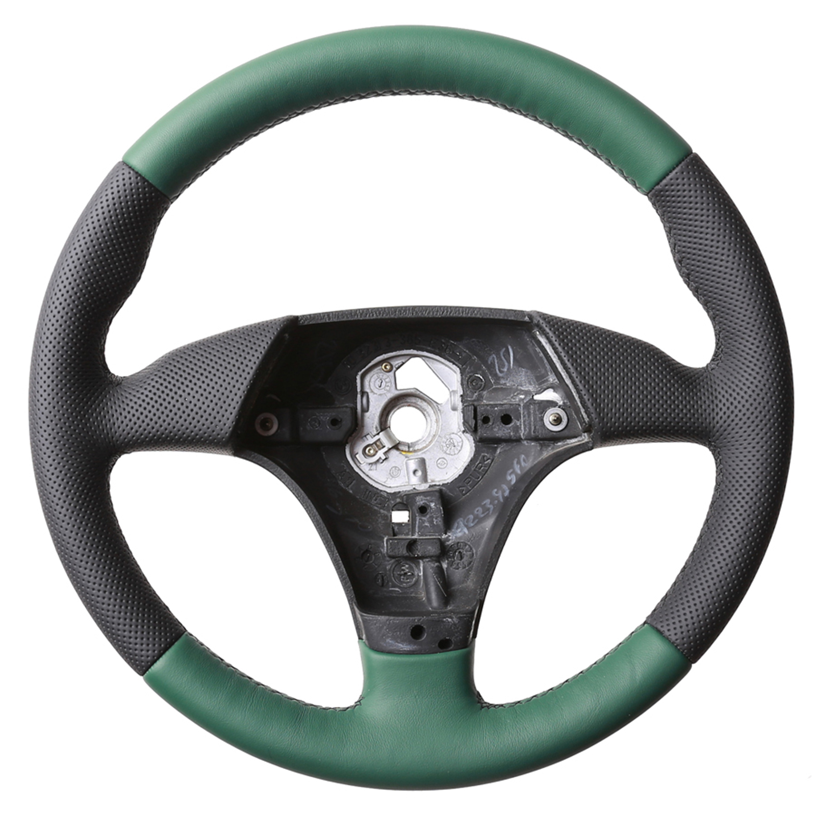 BMW Lenkrad E31 E36 E39 E46 Z3 Sport  Daumenauflagen Moosgummi Kombibezug grün Naht schwarz