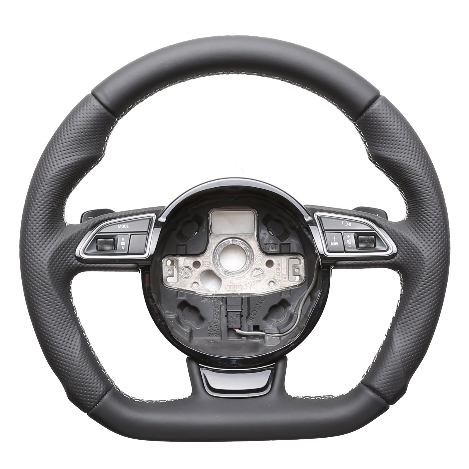 Audi Lenkrad A4 A1 S1 A6 S6 A7 A8 Q3 Abgeflacht Kombibezug Naht silber