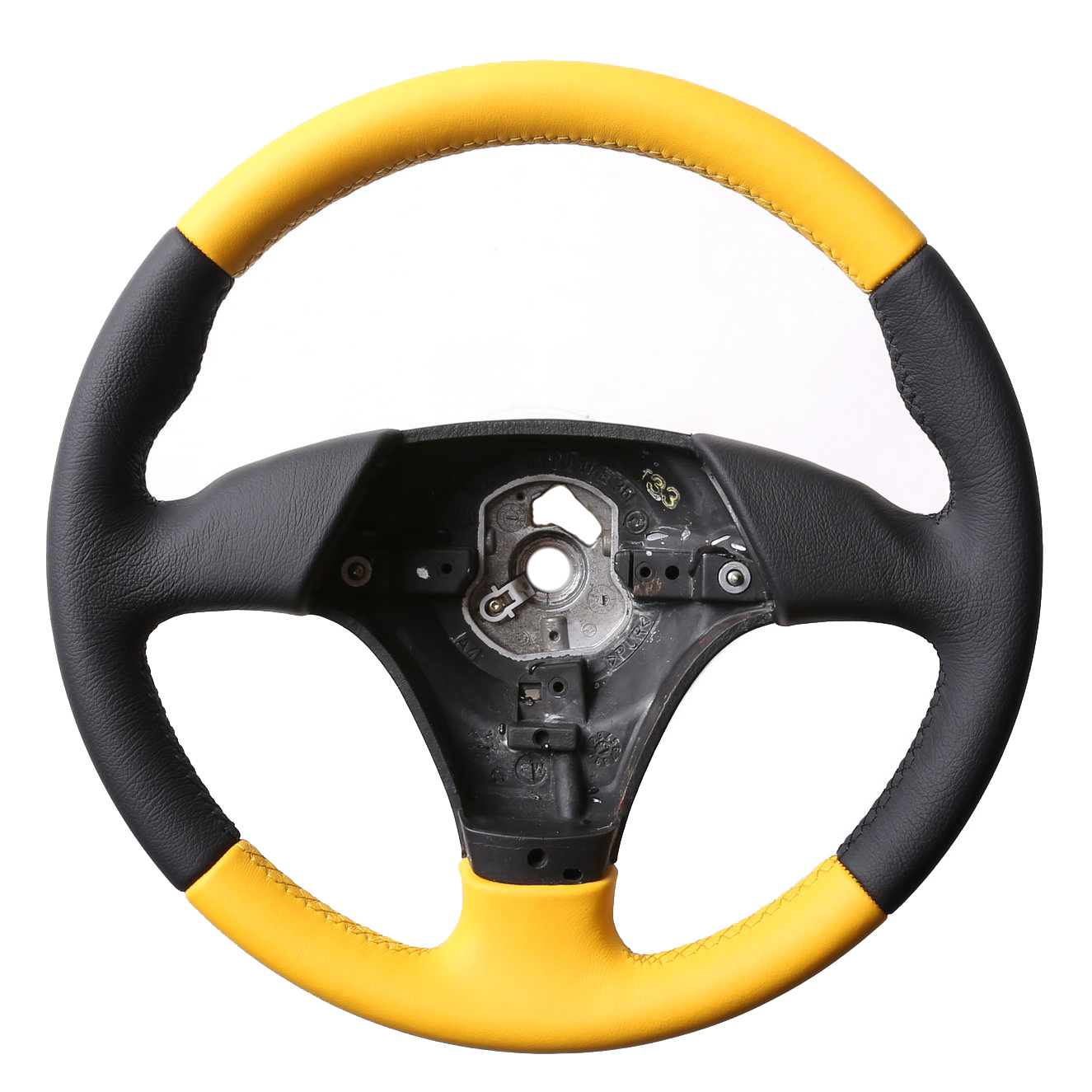 BMW Lenkrad E31 E36 E39 E46 Z3 Sport Klassisch Bicolorbezug gelb genarbt Naht gelb/schwarz