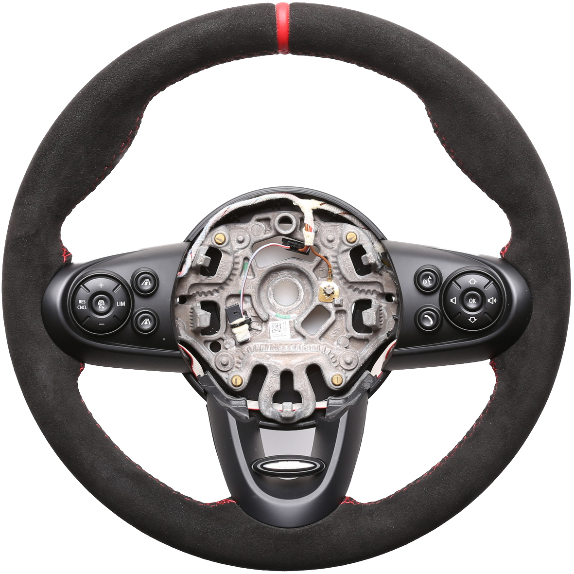 Mini Lenkrad One Cabrio F55 F56 F57 Alcantara inkl. Moosgummi  12Uhr Markierung rot Naht rot