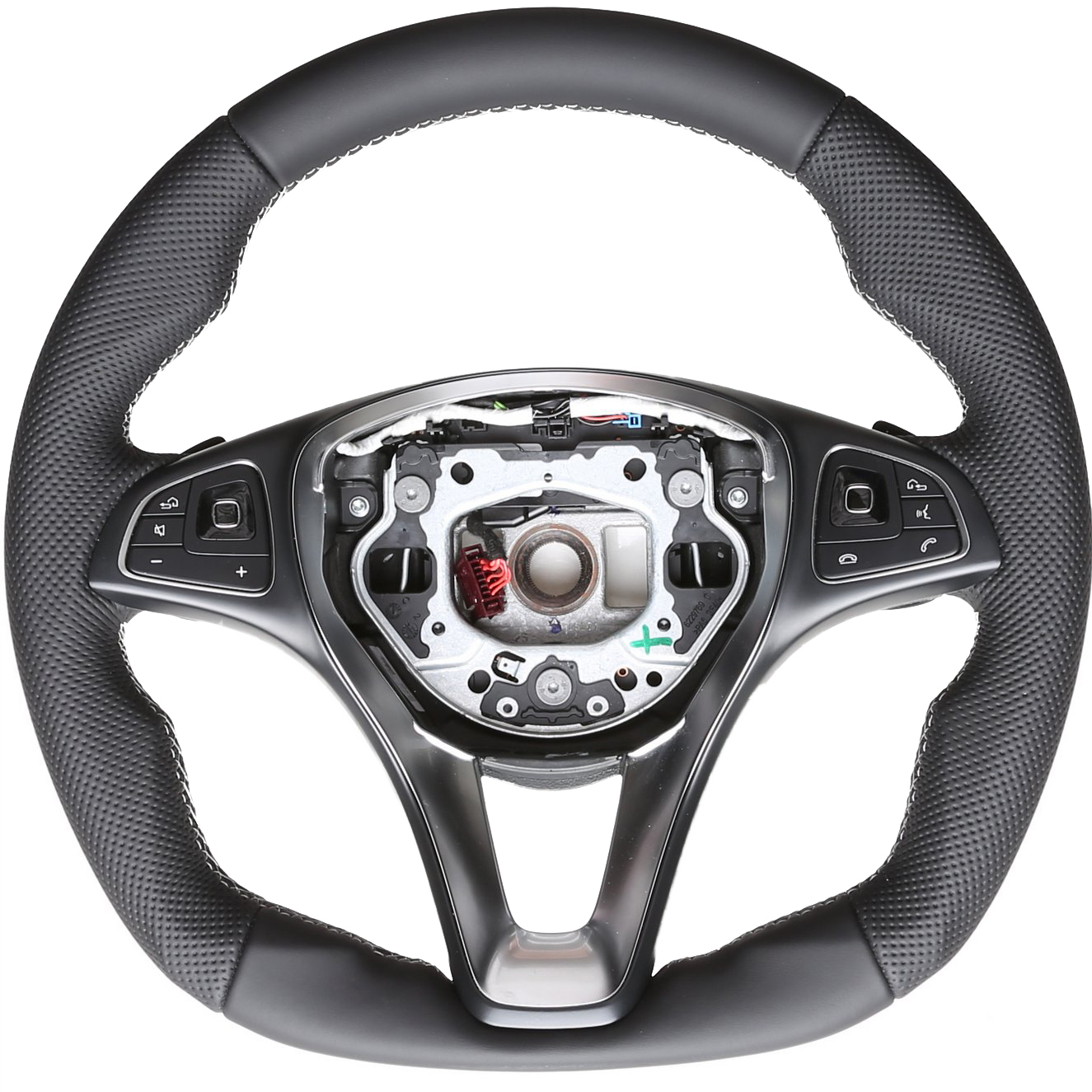 Mercedes Lenkrad A CLA GLC X Klasse W176 W117 X253 470 Abgeflacht Kombibezug Naht silber