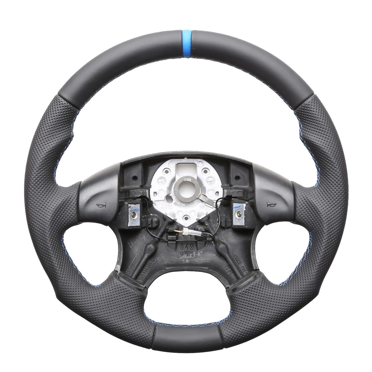 VW Lenkrad Golf 3 Passat 35i Tuning Kombibezug 12 Uhr Markierung hellblau Naht hellblau