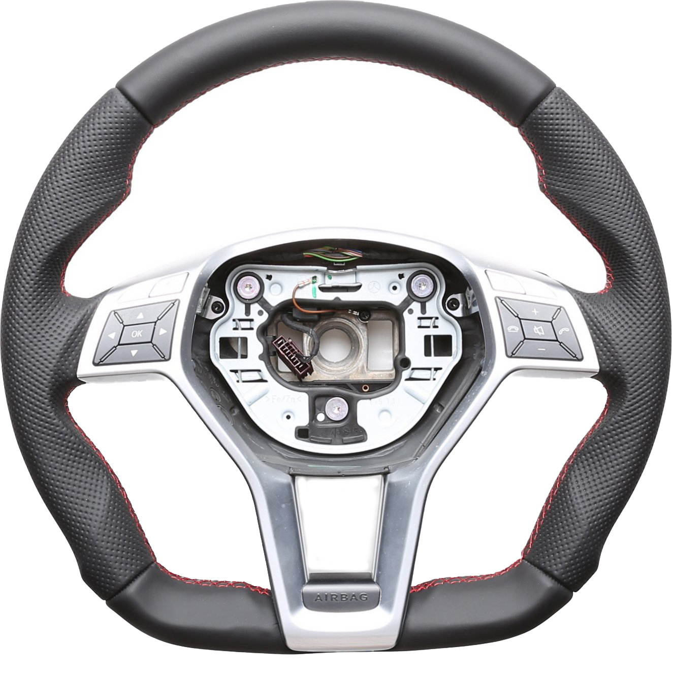 Mercedes Lenkrad B E SLK Klasse W246 W212 R172 Abgeflacht  Kombibezug Naht rot