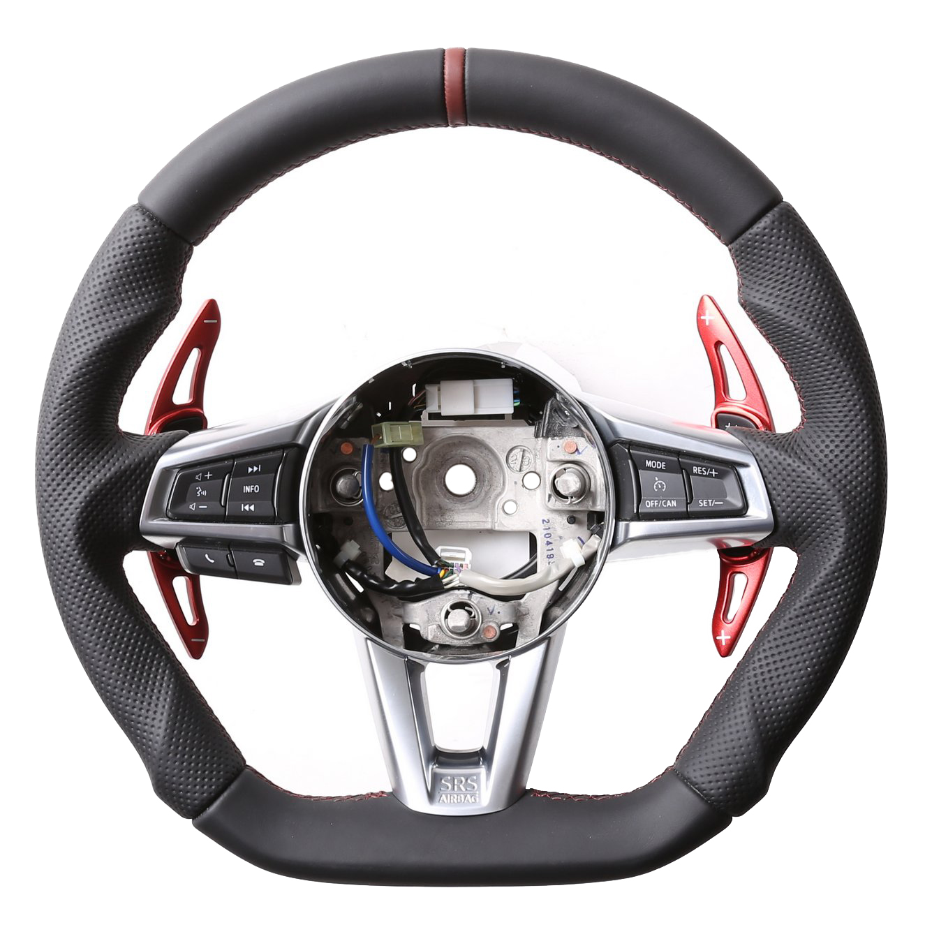 Mazda Lenkrad MX 5 Abgeflacht Kombibezug 12 Uhr Markierung dunkelrot Naht dunkelrot