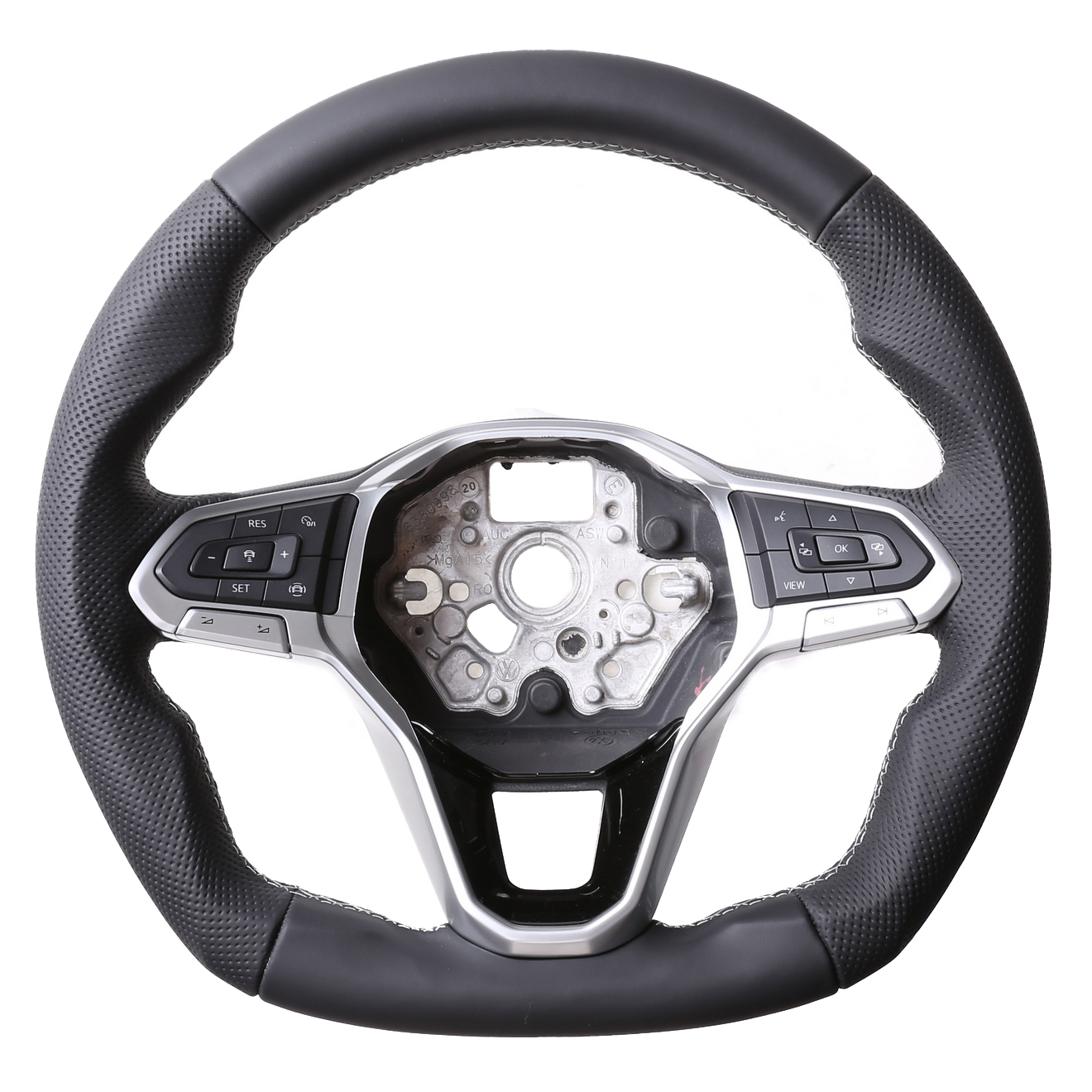 VW Lenkrad Golf 8 Passat B8 T6 Arteon Caddy Touareg T-Roc Abgeflacht NEU Kombibezug Naht silber