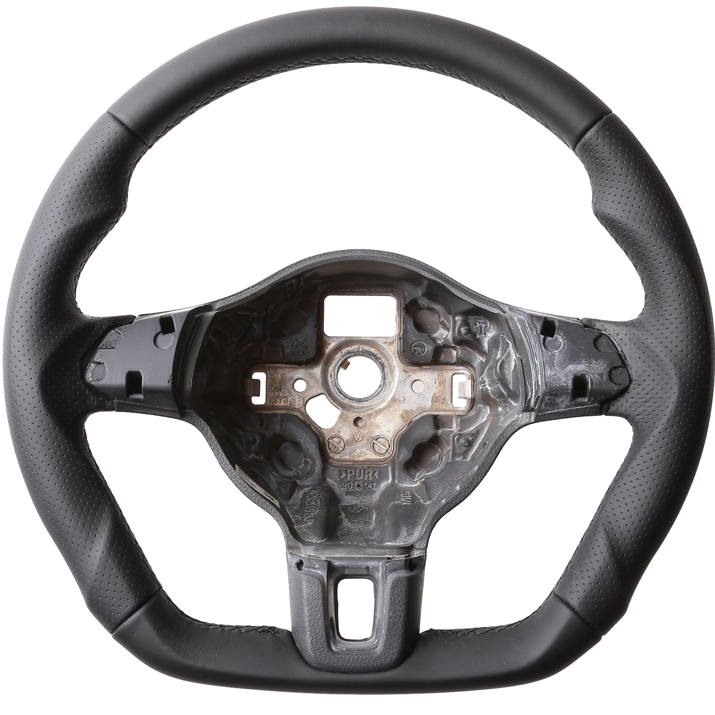 VW Lenkrad Golf 6 Caddy Tiguan Touran Sharan Abgeflacht Kombibezug Naht schwarz