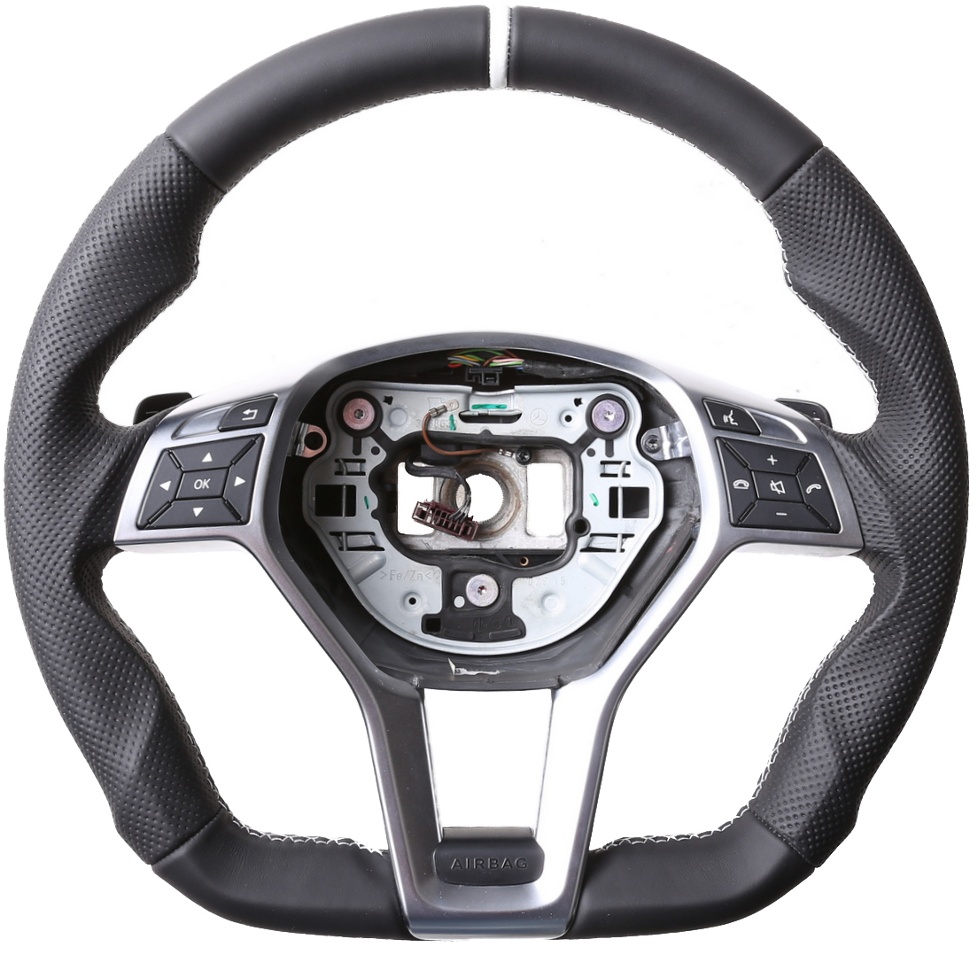 Mercedes Lenkrad B E SLK Klasse W246 W212 R172 Abgeflacht Kombibezug 12Uhr Markierung silber