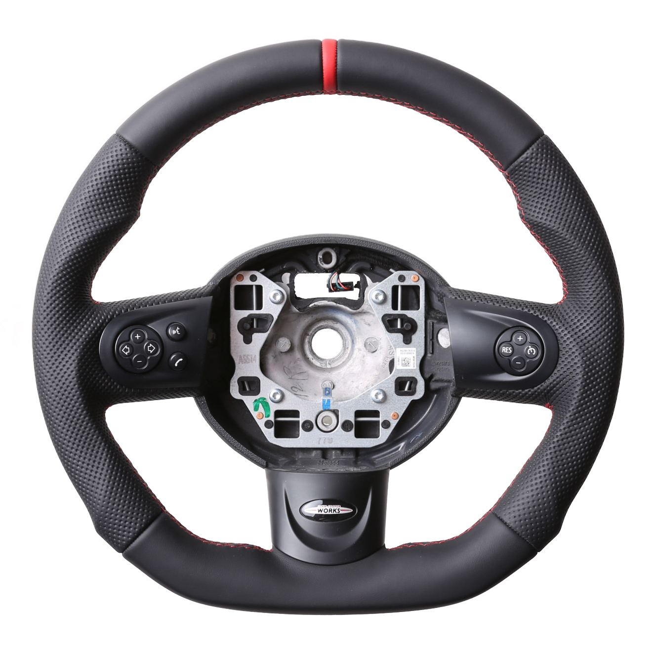 Mini Lenkrad One Cabrio R 55 56 57 58 59 60 61 Abgeflacht Kombibezug 12Uhr rot Naht rot