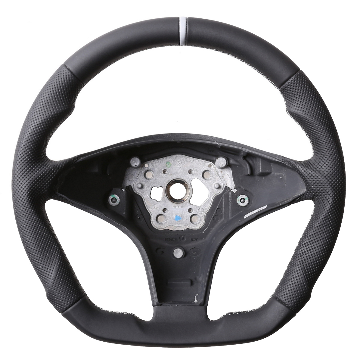 Mercedes Lenkrad CL 203 C219 R230 R171 Abgeflacht Kombibezug 12 Uhr Markierung silber Naht silber