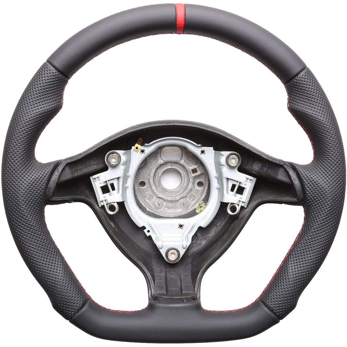 VW Lenkrad Golf 4 Passat 3B 3BG Seat Leon Abgeflacht Kombibezug 12 Uhr Markierung rot Naht rot