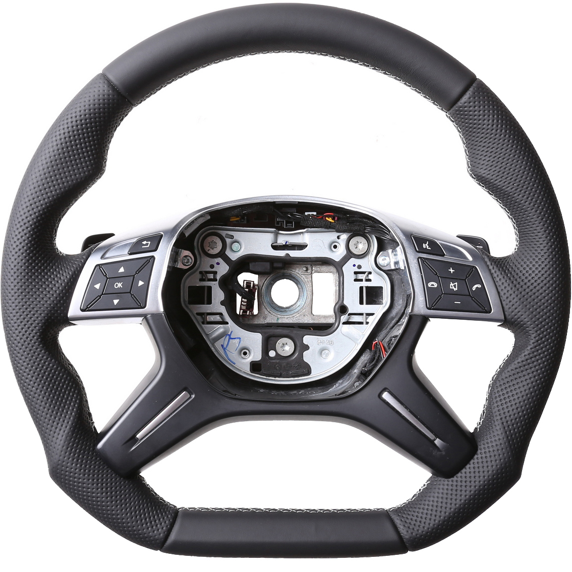 Mercedes Lenkrad W204 C Klasse W166 ML X166 W212 W463 Abgeflacht Kombibezug Naht silber