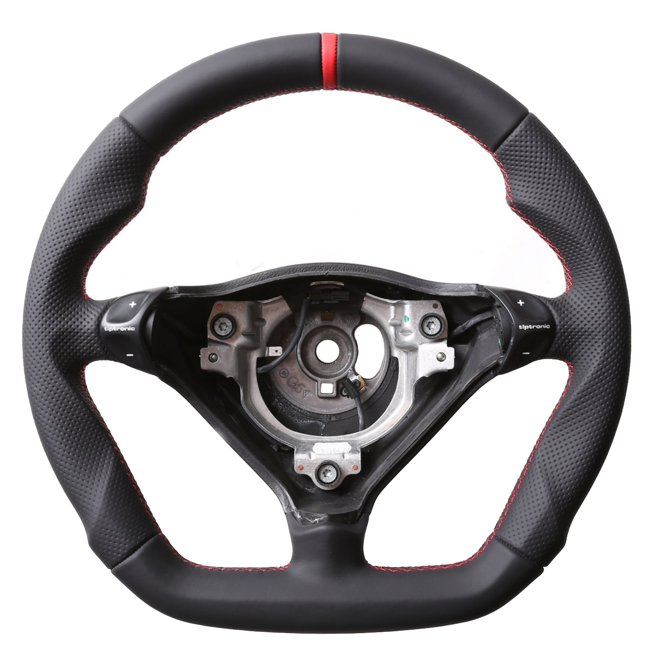 Porsche Lenkrad 911 993 996 986 Boxster Sport Abgeflacht Kombibezug 12 Uhr Markierung rot Naht rot