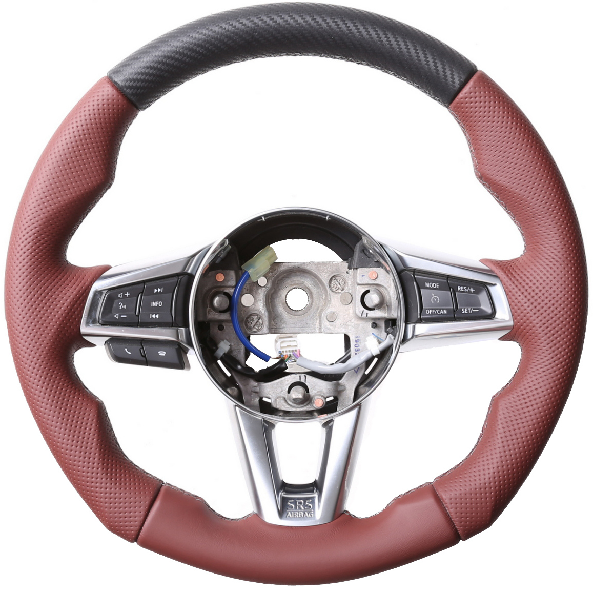 Mazda Lenkrad MX 5 Tuning Kombibezug Bicolor Naht silber