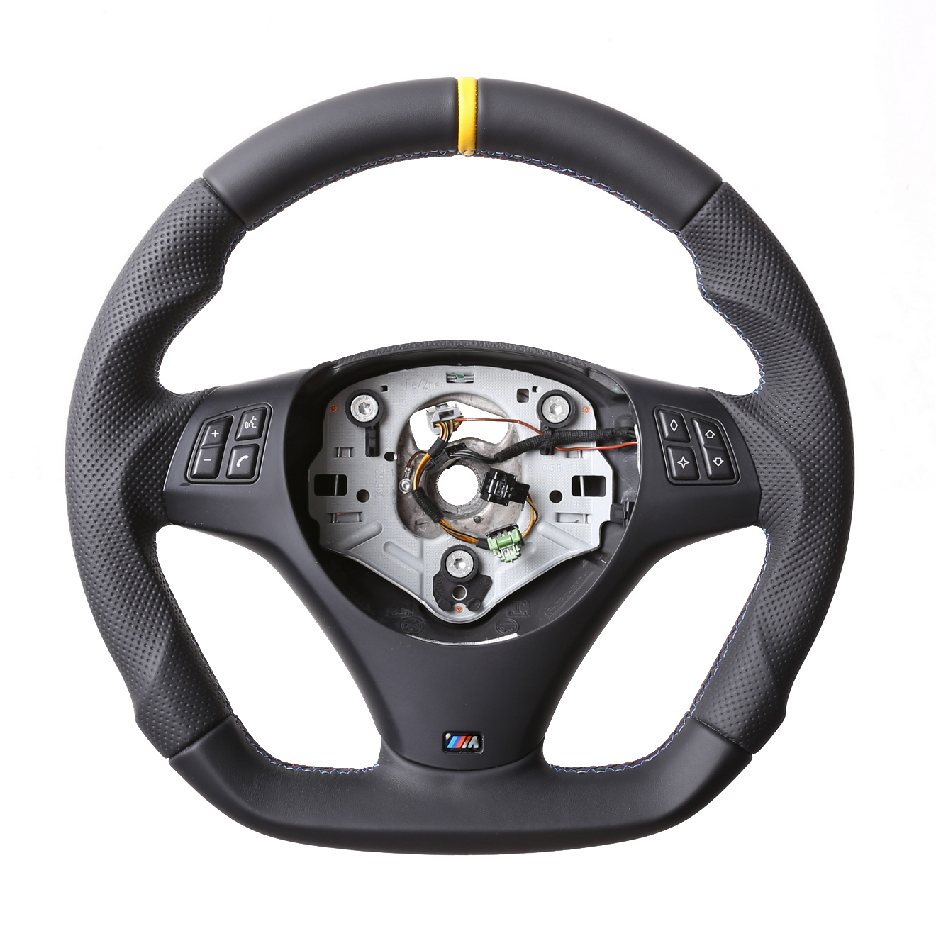 BMW Lenkrad E84 X1 E87 E88 E90 E91 M-Sport Abgeflacht Kombibezug 12 Uhr Markierung gelb M-Naht