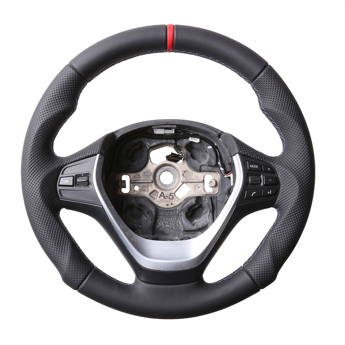 BMW Lenkrad F15 F20 F21 F22 F30 F31 F32 F33 F34 GT Tuning Kombibezug 12 Uhr Markierung rot M-Naht