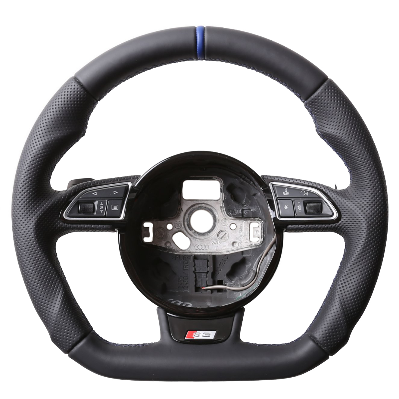 Audi Lenkrad A4 A1 S1 A6 S6 A7 A8 Q3 Abgeflacht Kombibezug 12 Uhr Markierung blau Naht blau