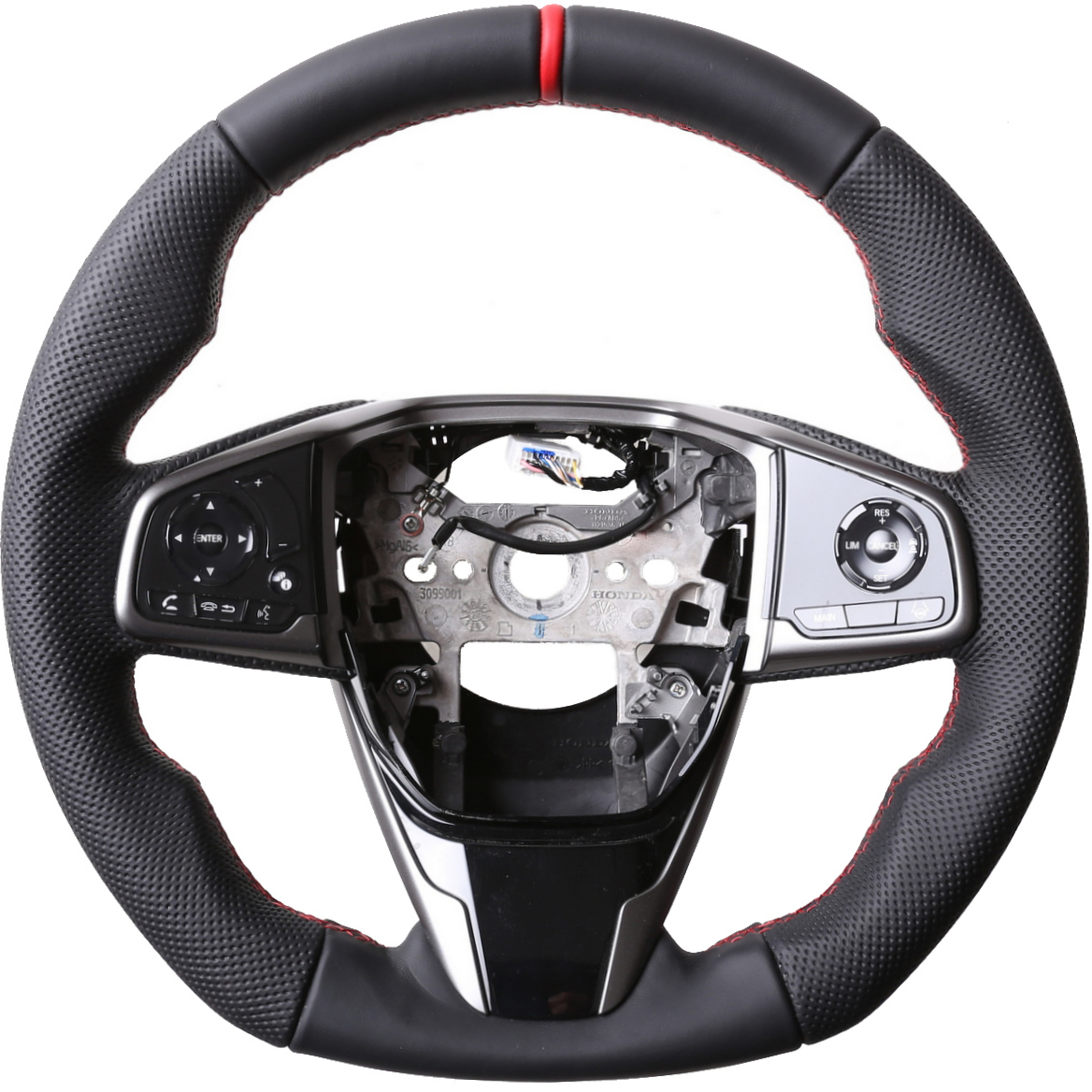 Honda Lenkrad Civic X Type R Abgeflacht Kombibezug 12 Uhr Markierung rot Naht rot