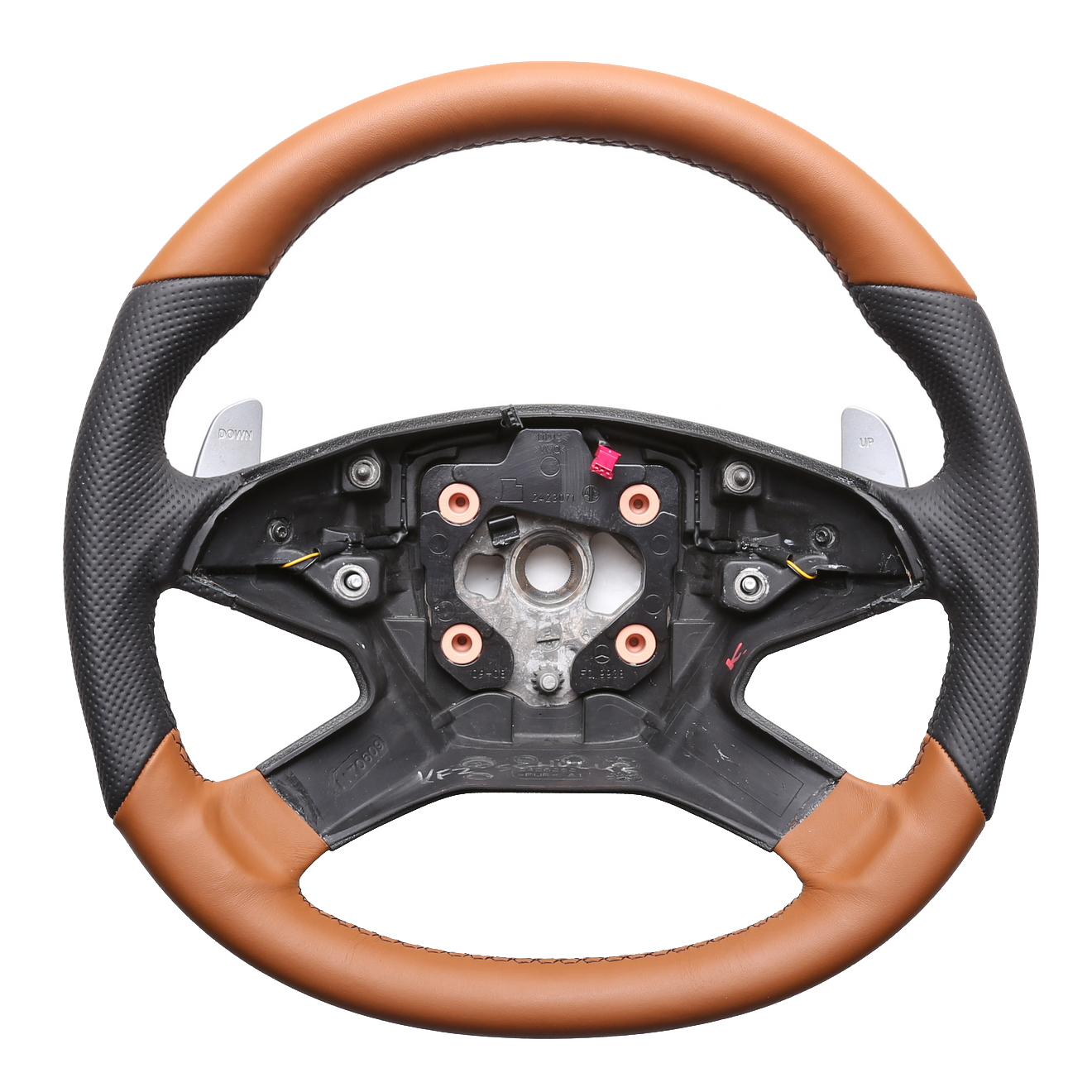 Mercedes Lenkrad W164 ML W212 S212 E Klasse AMG Abgeflacht Bicolorbezug braun Naht schwarz