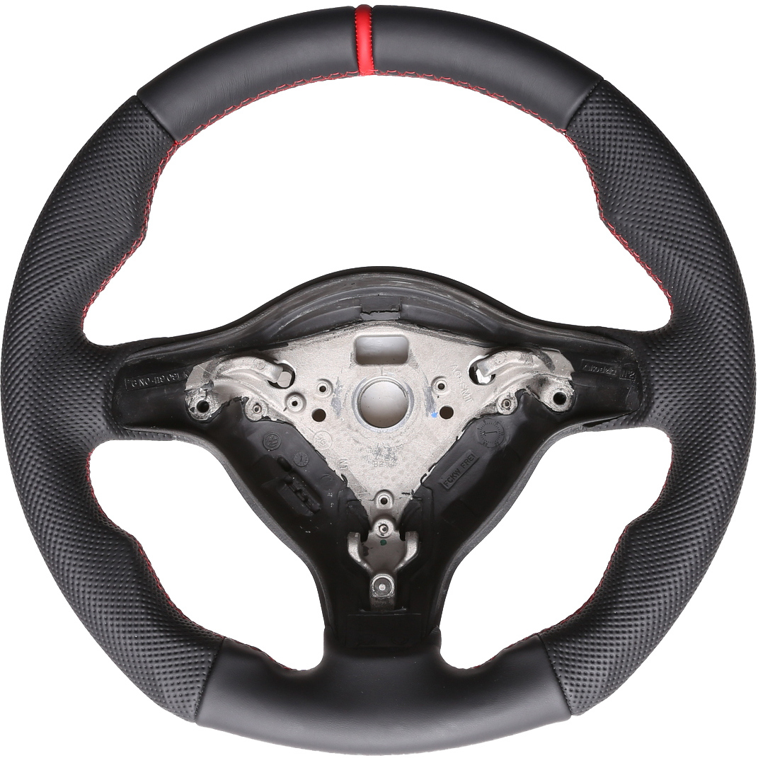 VW Lenkrad Polo 6N2 Lupo 6N Tuning NEU 12 Uhr Markierung rot Kombibezug Naht rot