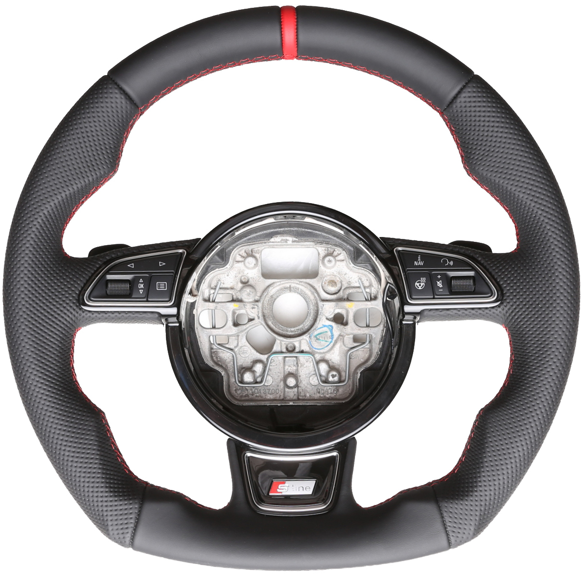 Audi Lenkrad A4 A1 S1 A6 S6 A7 A8 Q3 Abgeflacht NEU Kombibezug 12 Uhr Markierung rot Naht rot