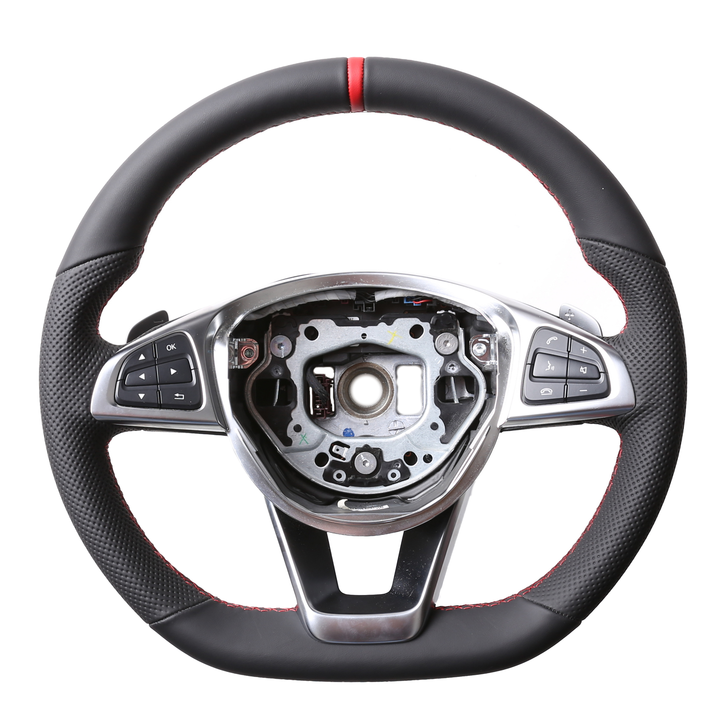 Mercedes Lenkrad A CLA GLA GLS Klasse W176 W117 X156 X166 Kombibezug 12 Uhr Markierung rot Naht rot