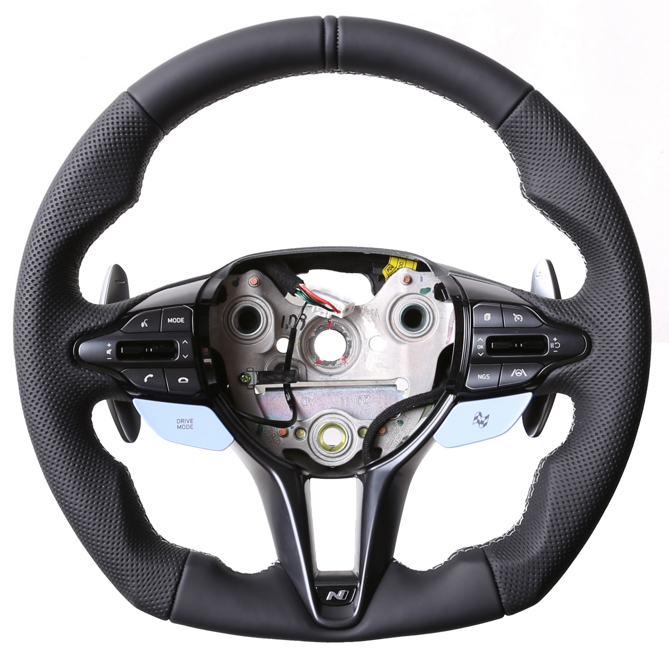 Hyundai Lenkrad i30N Kona Abgeflacht NEU Kombibezug 12 Uhr Markierung schwarz Naht silber