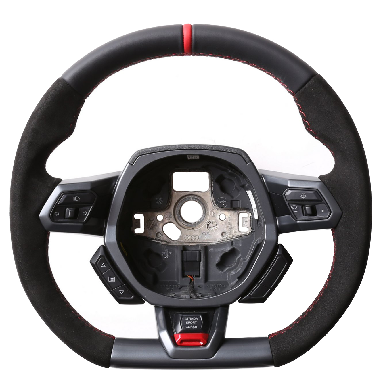 Lamborghini Lenkrad Huracan Kombibezug Alcantara 12 Uhr Markierung rot Naht rot