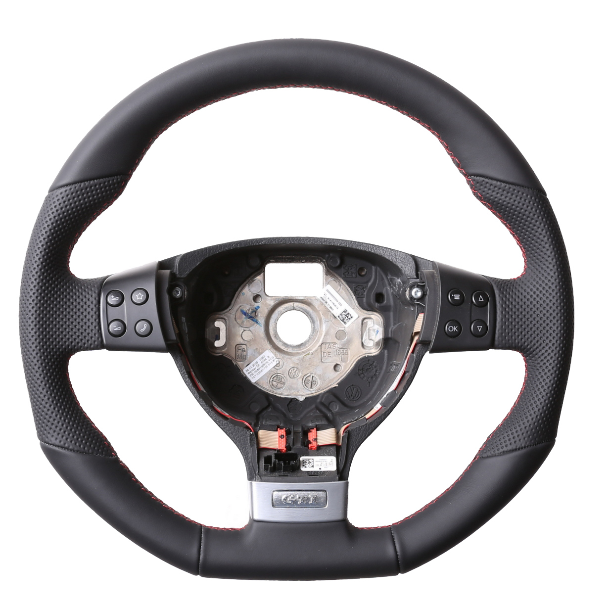 VW Lenkrad Golf 5 Fox Touran Polo 9N Passat 3C EOS Jetta Abgeflacht Kombibezug Naht rot