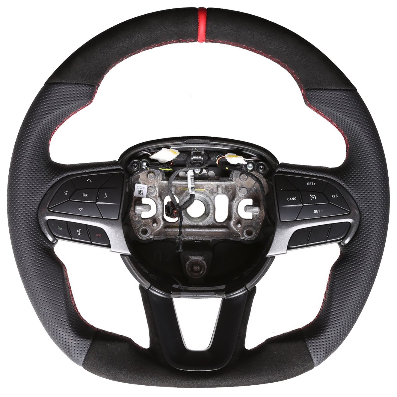 Dodge Lenkrad Challenger Charger Durango Abgeflacht NEU Kombibezug Alcantara 12 Uhr Markierung rot