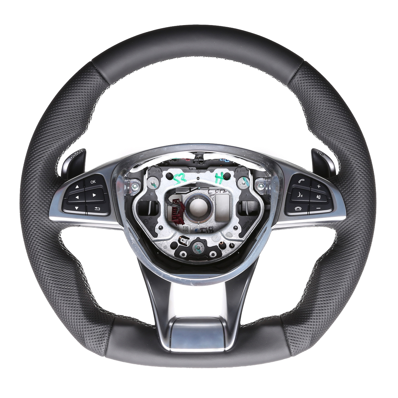 Mercedes Lenkrad AMG B CLS GLC SLK Klasse W246 C218 X253 R172 Kombibezug Naht silber