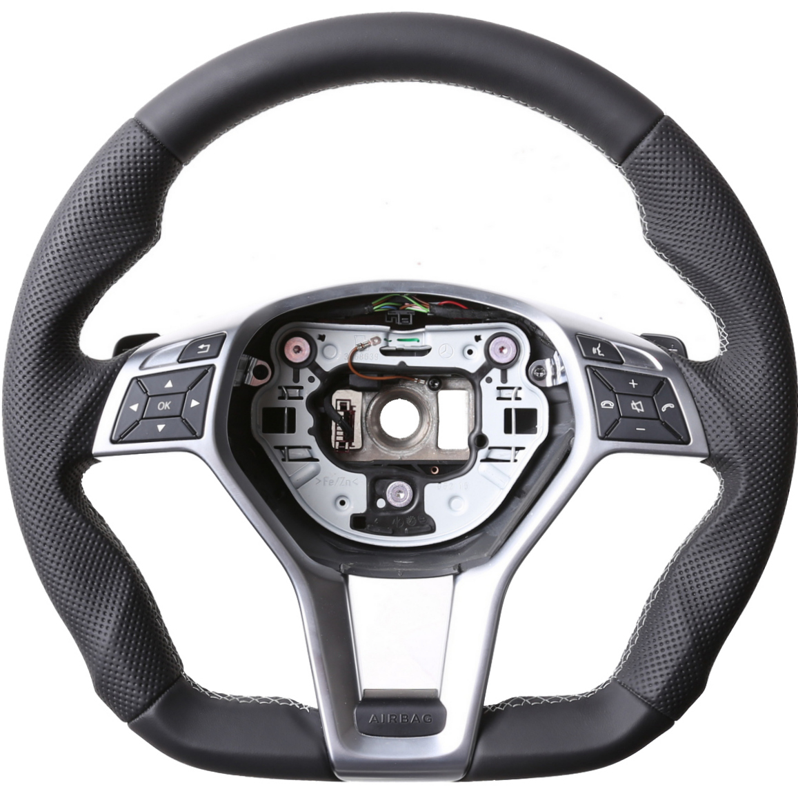 Mercedes Lenkrad A CLS GLK Klasse W176 C218 X204 Abgeflacht Kombibezug Naht silber