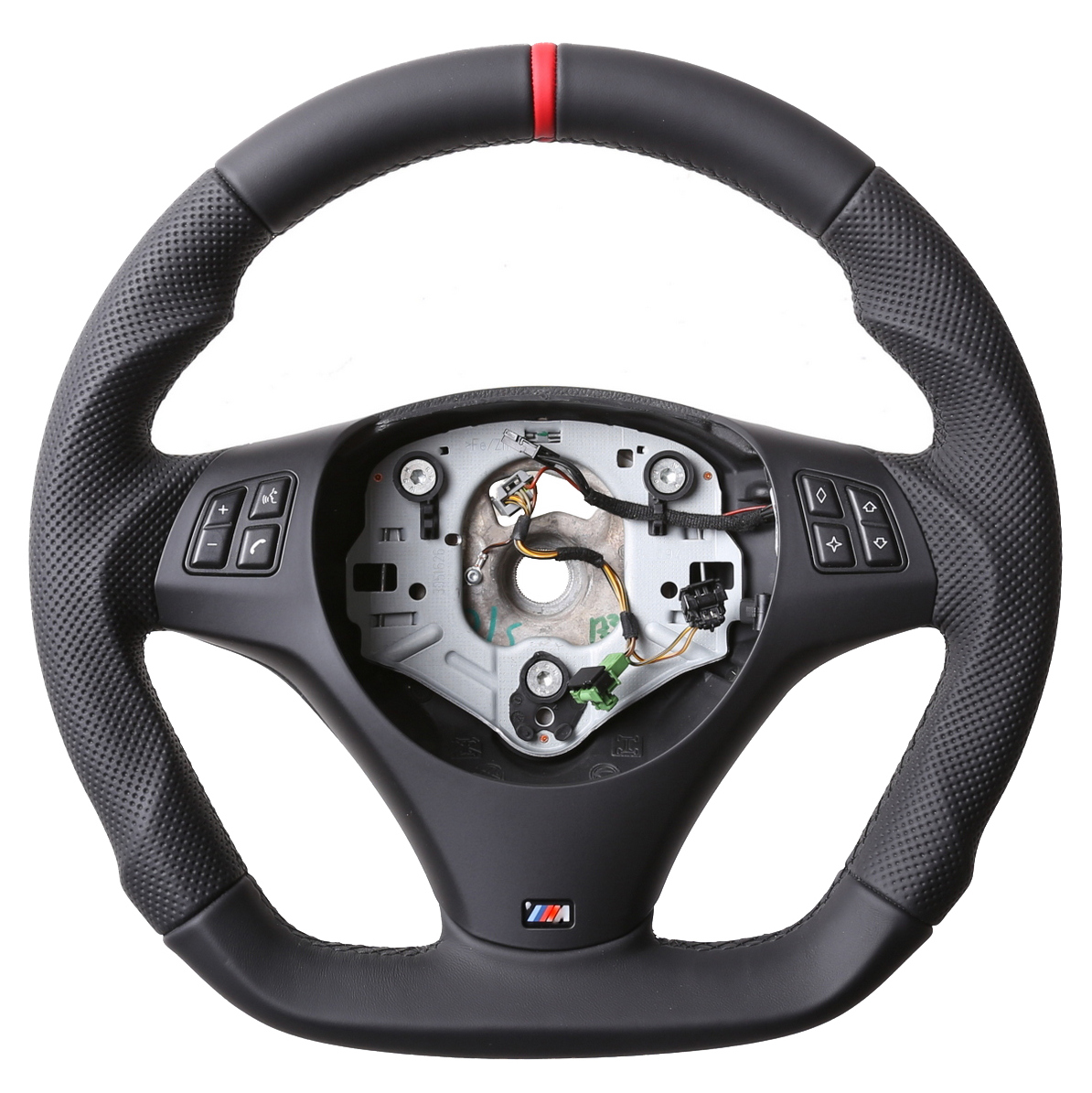 BMW Lenkrad E84 X1 E87 E88 E90 E91 M-Sport Abgeflacht Kombibezug 12 Uhr Markierung rot Naht schwarz