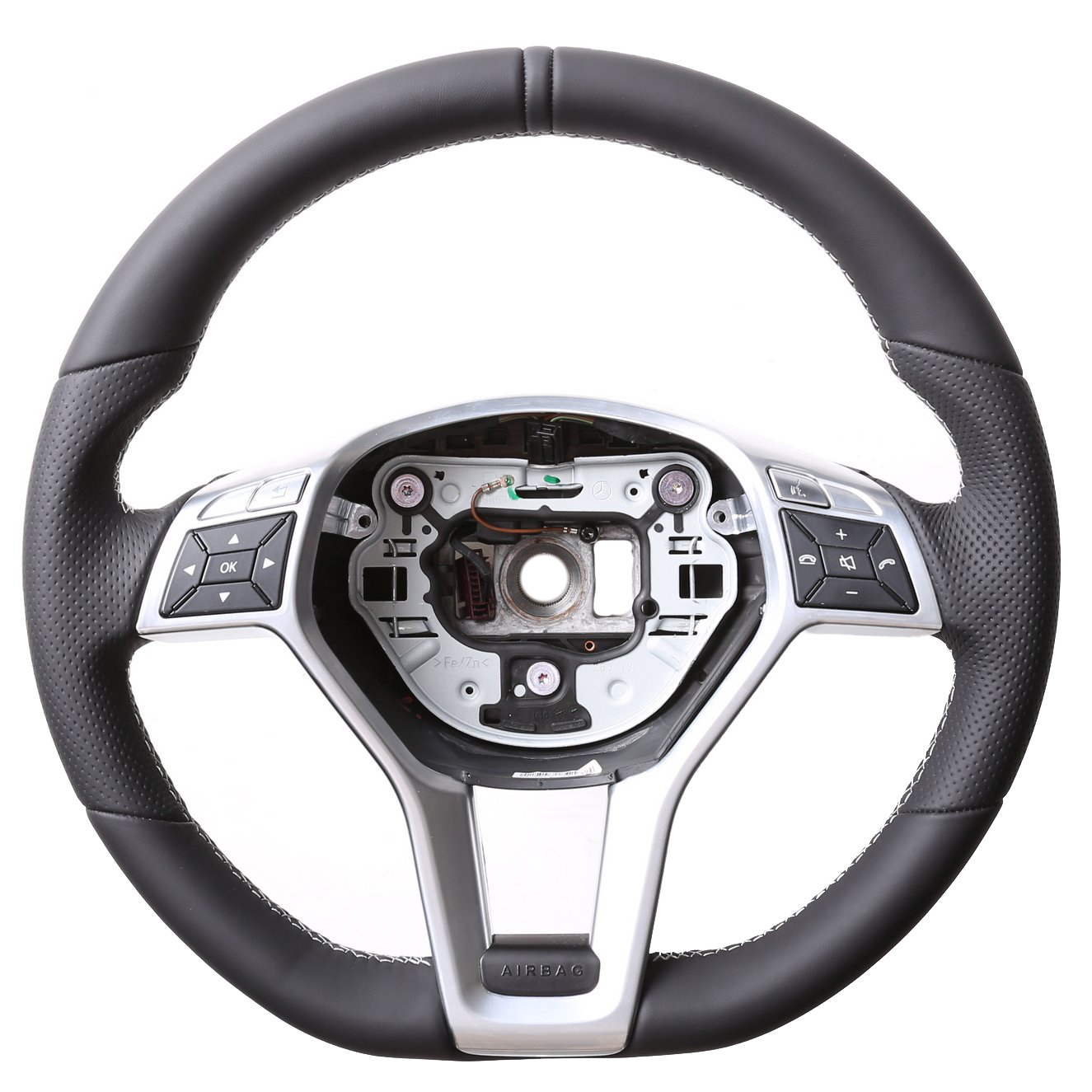 Mercedes Lenkrad B E SLK Klasse W246 W212 R172 Kombibezug 12 Uhr Markierung Naht silber