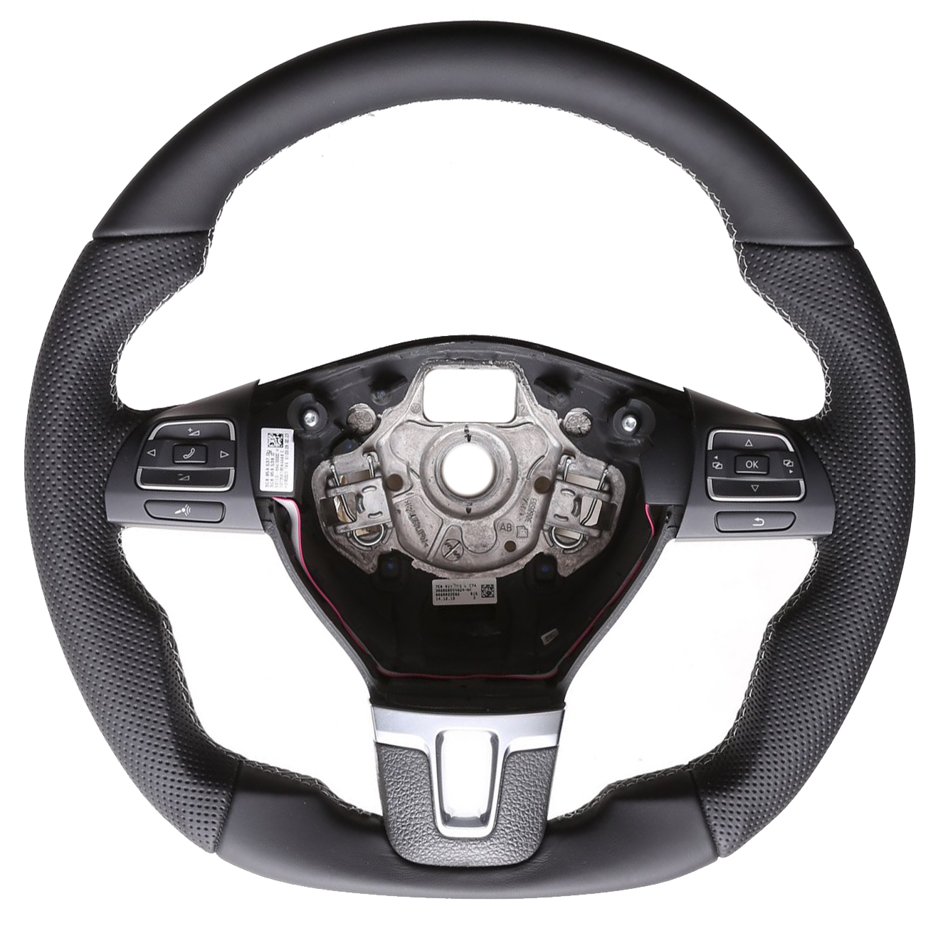 VW Lenkrad Golf 6 Caddy Tiguan Touran T5 Passat 3C Amarok Abgeflacht NEU Kombibezug Naht silber